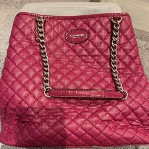 Coach burgundy quilted handbag